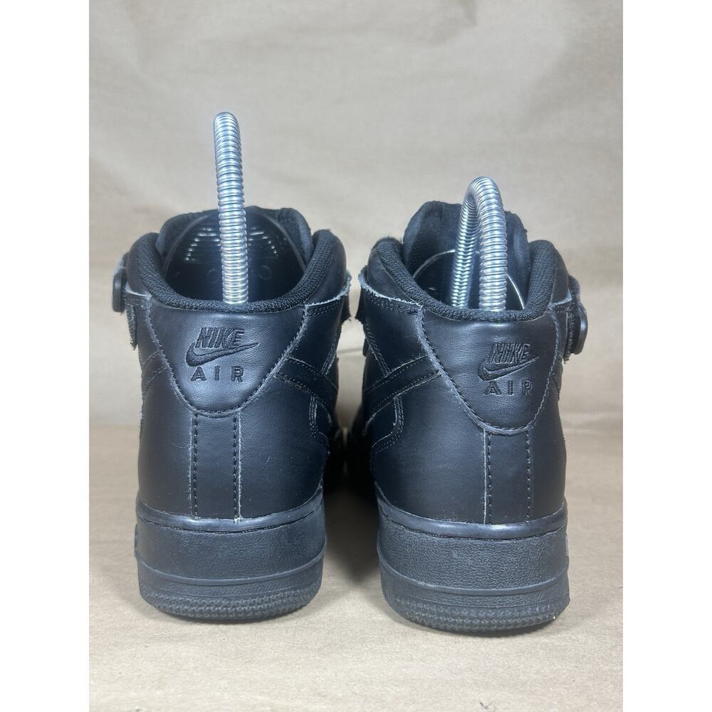 Nike Air Force 1 Mid Black Sneakers, Size 5.5Y / 7W 314195-004 - Picture 6 of 11